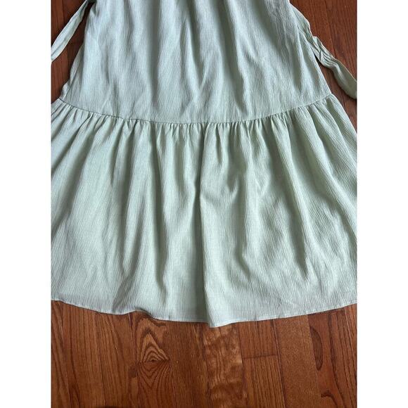 Lulus Tiered Ruffle Puff Sleeve Midi Dress, Green, size Small, Lightweight - Picture 11 of 12